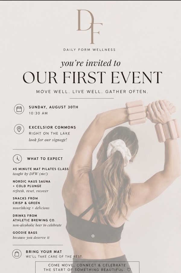 Daily Form Wellness DFW Launch invitation