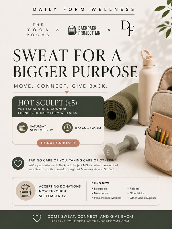 Sweat for a Bigger Purpose event flyer